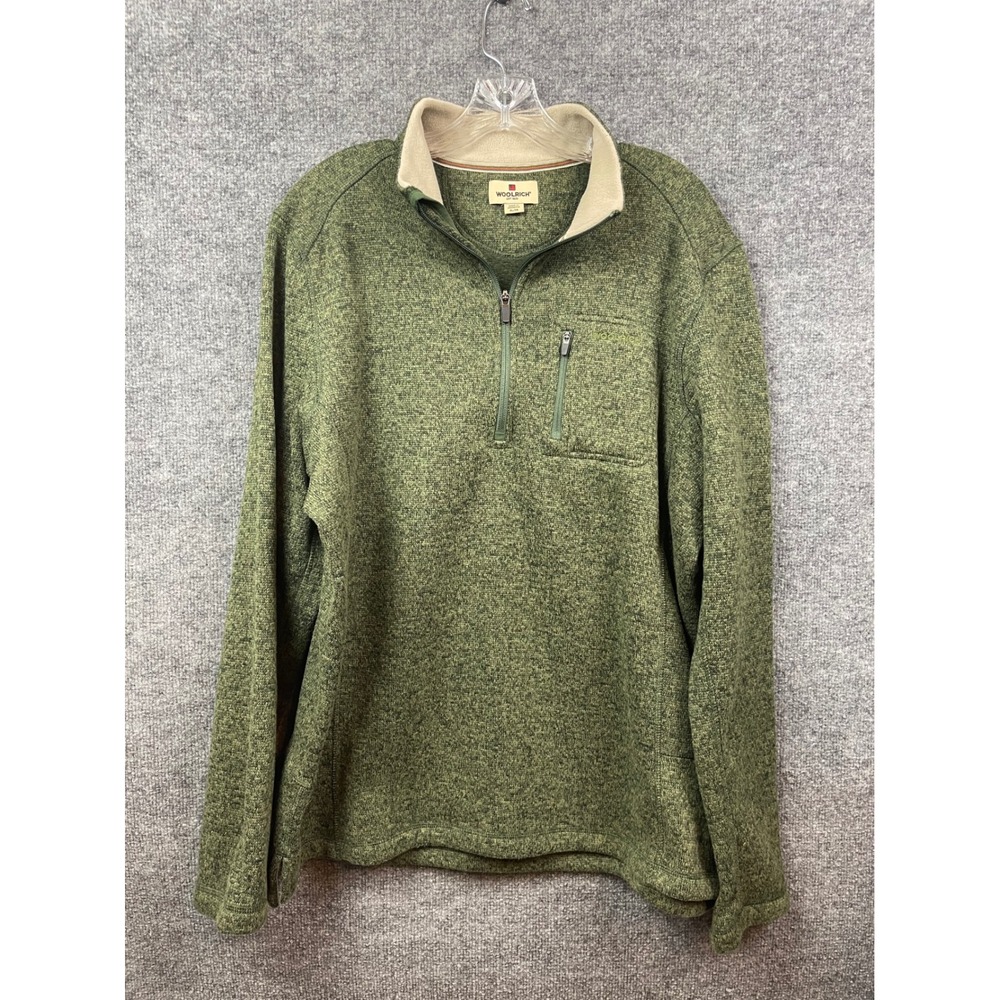 Woolrich Pullover Sweater Mens XL Green Quarter Zip Fleece HMQ0023S